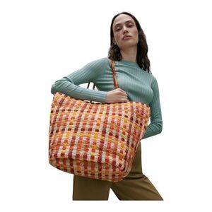ZARA Multicolored woven tote bag